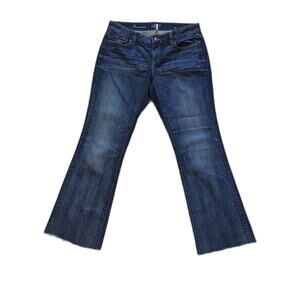 Loft Curvy Boot Dark Denim Jeans Sz 29 8 Distressed Mid Rise